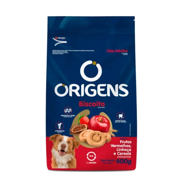 Biscoito Origens Frutas Vermelhas, Linhaça e Cereais Cães Adultos